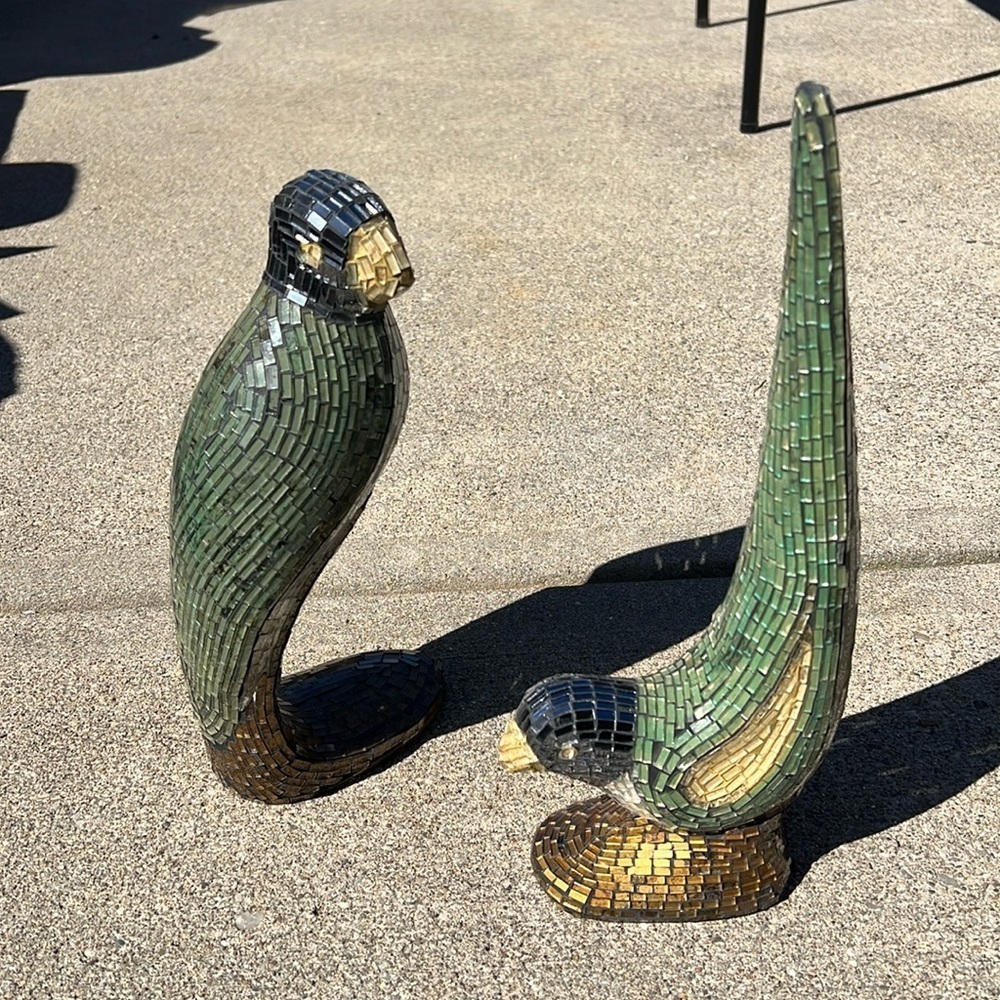 BEAUTIFUL mirror mosaic birds set
